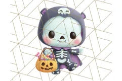 Kawaii Halloween Clipart Cute Kids and Candy Elements Png Product Image 4
