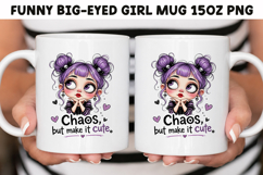 Funny Big-Eyed Girl 15oz Mug Wrap Sublimation Bundle PNG. Product Image 24