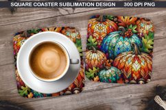 Pumpkin Coaster Sublimation, Halloween Coaster PNG Design Product Image 1