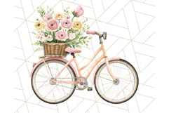 Bicycle with Flowers PNG, Pastel Spring Floral Bike Clipart Product Image 4