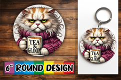 Whimsical Keychain Round Style, Grumpy Cat Product Image 1