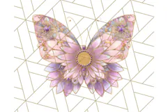 Stained Glass Butterfly and Sunflower PNG Clipart Product Image 4