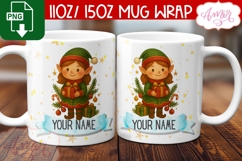 Custom Christmas mug wrap PNG, Christmas elf mug PNG Product Image 1