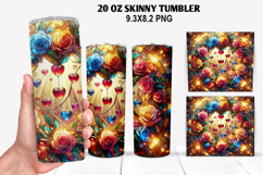 Roes Skinny Tumbler 20oz Wrap Design, Valentine Tumbler PNG Product Image 1