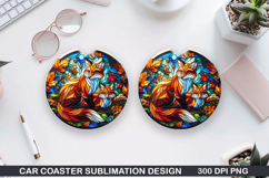 Foxes Wolves Car Coaster Sublimation| Foxes Coaster PNG Product Image 1
