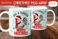 Funny Christmas mug wrap PNG, Christmas rooster coffee mug Product Image 2