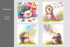 Hedgehog JPG, Whimsical JPG, JPG, Junk journal, Product Image 1