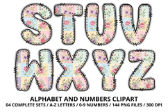 Floral Patchwork Alphabet &amp; Numbers Clipart 144 PNG 300 DPI Product Image 4