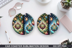 Car Coaster Sublimation| Christmas Coaster PNG Design Product Image 1