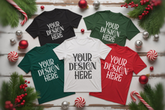 Christmas Family Matching Group T-Shirt Mockups | Holiday Fl Product Image 1