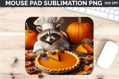 Watercolor Raccoon Mouse Pad Sublimation - Thanksgiving PNG Product Image 1