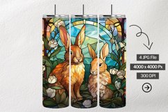 Rabbits Stained Glass Square Coaster - 4 Variation Product Image 1