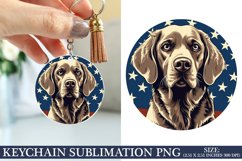 Patriotic Dog Keychain Sublimation- 4th of July Sublimation Product Image 1