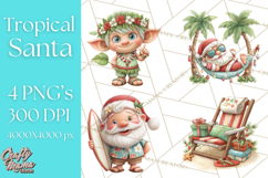 Tropical Santa Clipart Beach Christmas Clip Art Holiday PNG Product Image 1