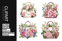 Floral Handbag Art Clipart PNG Product Image 1