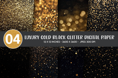 Luxury Gold Black Glitter Digital Paper Product Image 1