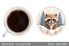 Christmas Raccoon Coaster. Christmas Coaster Sublimation Product Image 1
