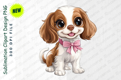 Charming Cavalier King Charles Spaniel Puppy With Pink PNG Product Image 1