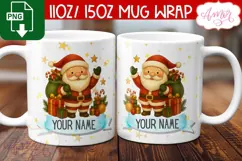 Custom Christmas mug wrap PNG, Cute Santa mug PNG Product Image 2