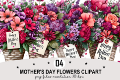 Whimsical Mother's Day Flowers Clipart png Watercolor png Product Image 1