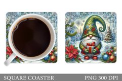 Cute Gnome Coaster Design. Christmas Coaster Sublimation Product Image 1