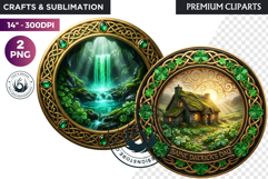 Saint Patrick Clipart Celtic Irish PNG round coaster Product Image 1