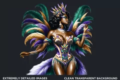 Watercolor Afro woman Mardi Gras Clipart,Black girl carnival Product Image 2