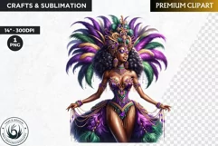 Watercolor Afro woman Mardi Gras Clipart,Black girl carnival Product Image 1