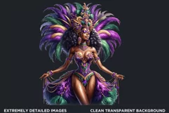 Watercolor Afro woman Mardi Gras Clipart,Black girl carnival Product Image 2