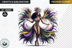 Watercolor Afro woman Mardi Gras Clipart,Black girl carnival Product Image 1