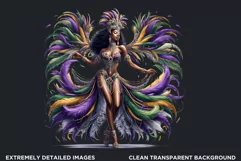 Watercolor Afro woman Mardi Gras Clipart,Black girl carnival Product Image 2