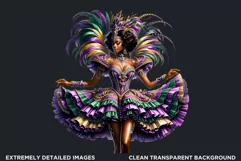 Afro woman Mardi Gras Carnival,Black girl sublimation design Product Image 2