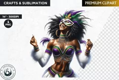 Afro woman Mardi Gras Carnival,Black girl sublimation design Product Image 1