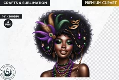 Afro woman Mardi Gras Carnival,Black girl sublimation design Product Image 1