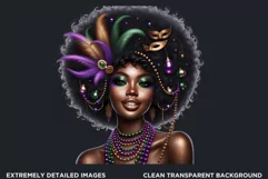 Afro woman Mardi Gras Carnival,Black girl sublimation design Product Image 2