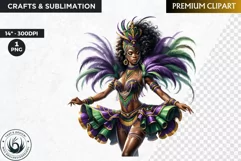 Watercolor Afro woman Mardi Gras Clipart,Black girl carnival Product Image 1