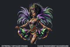 Watercolor Afro woman Mardi Gras Clipart,Black girl carnival Product Image 2