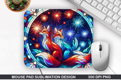 Fox Galaxy Mouse Pad Sublimation, 4th Of July Mouse Pad PNG Product Image 1