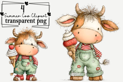 Watercolor Summer Cow Clipart Watercolor PNG Product Image 1
