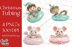 Christmas Characters Snow Tubing PNG Product Image 1