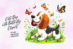 Cute dog with butterfly clipart Product Image 1