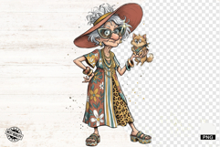Fashionable Summer Grandma PNG - Summer Clipart Product Image 1