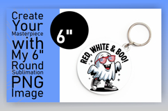 Whimsical Keychain Circle Design PNG , Funny Ghost Product Image 1