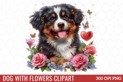 Dog With Flowers Clipart Product Image 1