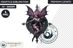 Pastel Goth Fairy Clipart, Black Pink PNG fantasy clipart Product Image 1