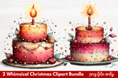2 Whimsical Christmas Clipart | Cute Festive Holiday PNG Product Image 1