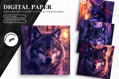 Wolf Wall Art Digital Paper Backgrounds Printable Scrapbook Product Image 1