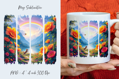 Fantasy garden, watercolor stripes, coffee mug sublimation Product Image 1