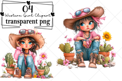 Whimsical Summer Western Girl Clipart Watercolor PNG Product Image 1