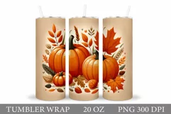 Fall Pumpkin Tumbler Sublimation. Fall Tumbler Design Product Image 1